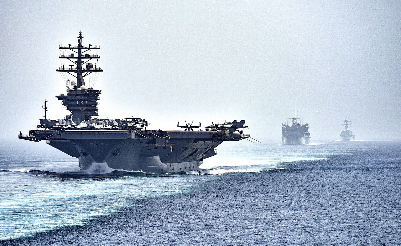 The USS Dwight D. Eisenhower transits the Strait of Hormuz in July 2016 (Alexander Delgado/US Navy/Wikimedia Commons)