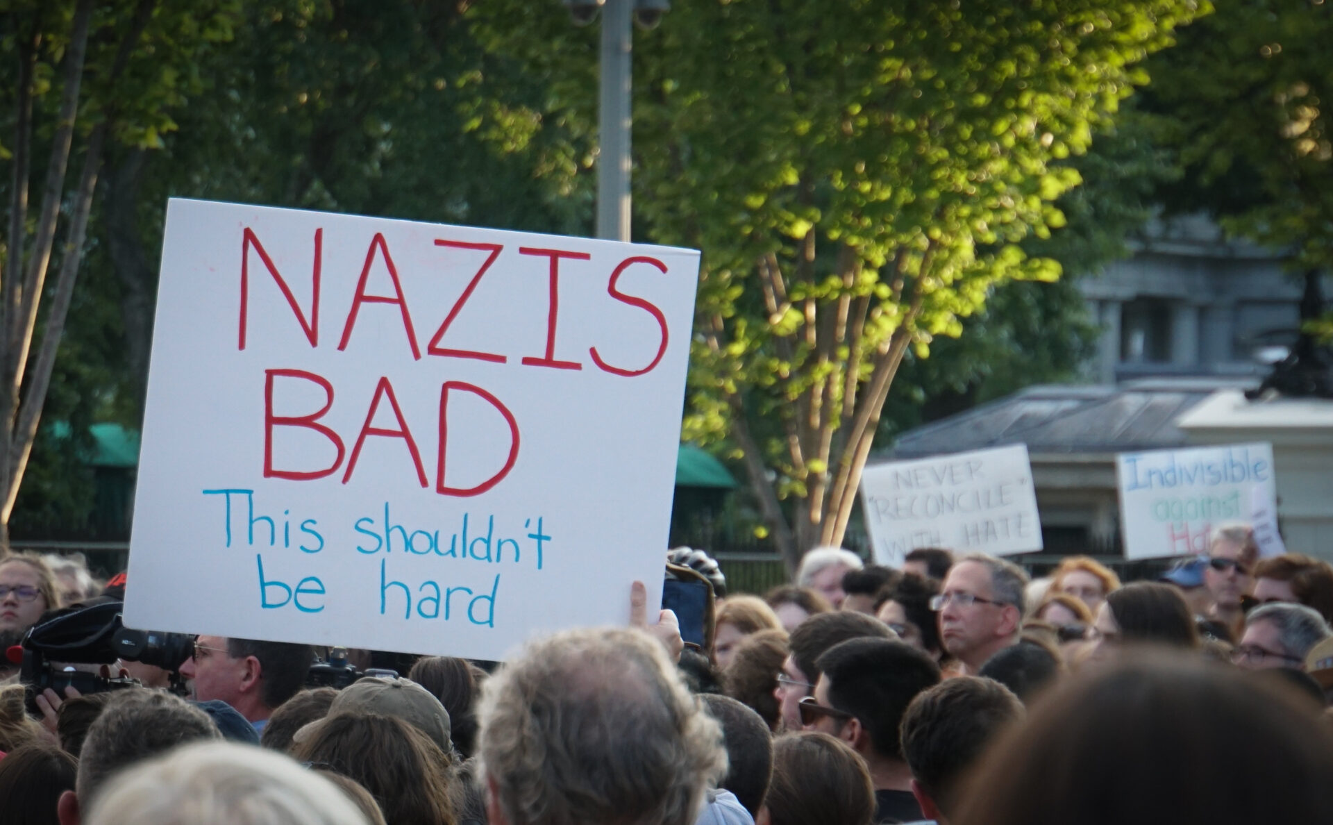 In August 2017, demonstrators gathered in Washington DC to hold a candlelight vigil for victims of the neo-Nazi rally in Charlottesville, Virginia (Ted Eytan/Wikimedia Commons)