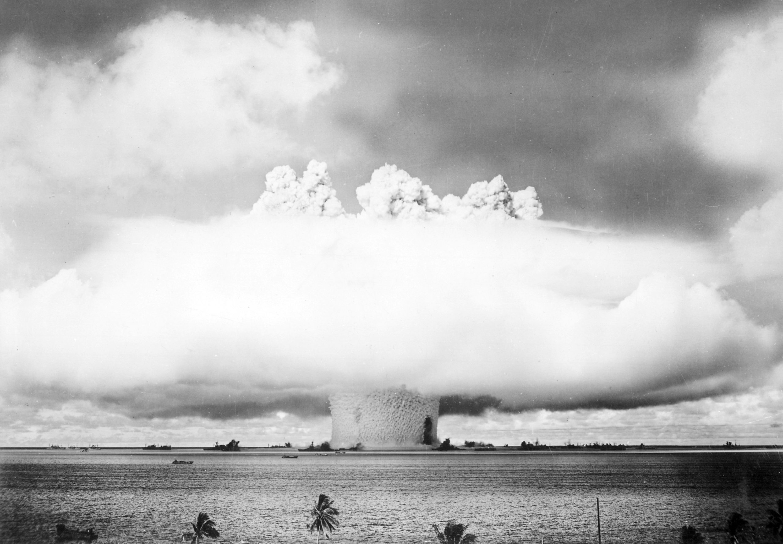 The atomic cloud during the "Baker" nuclear test at Bikini atoll.