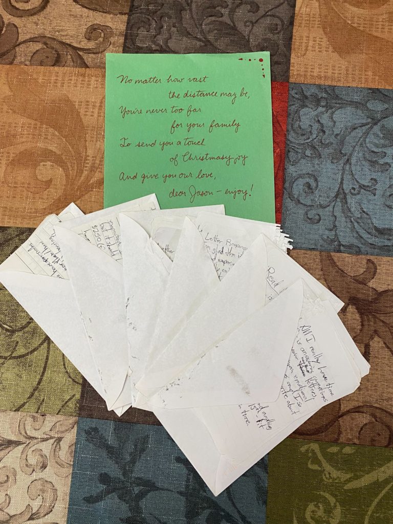 The stack of letters they wrote to each other during the separation.