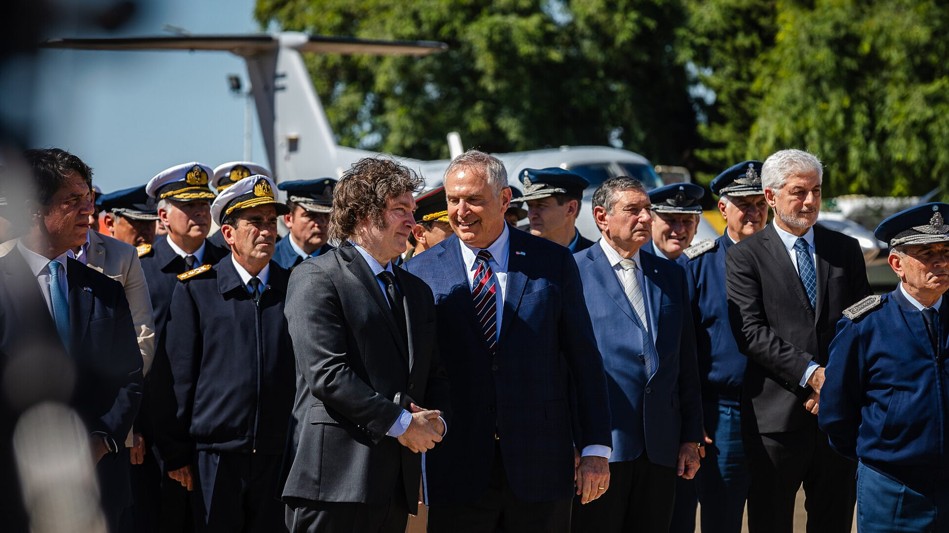 Javier Milei is photographed in April 2024 during a ceremony for the US Embassy in Argentina's donation of a C-130 (US Embassy in Argentina/Wikimedia Commons)