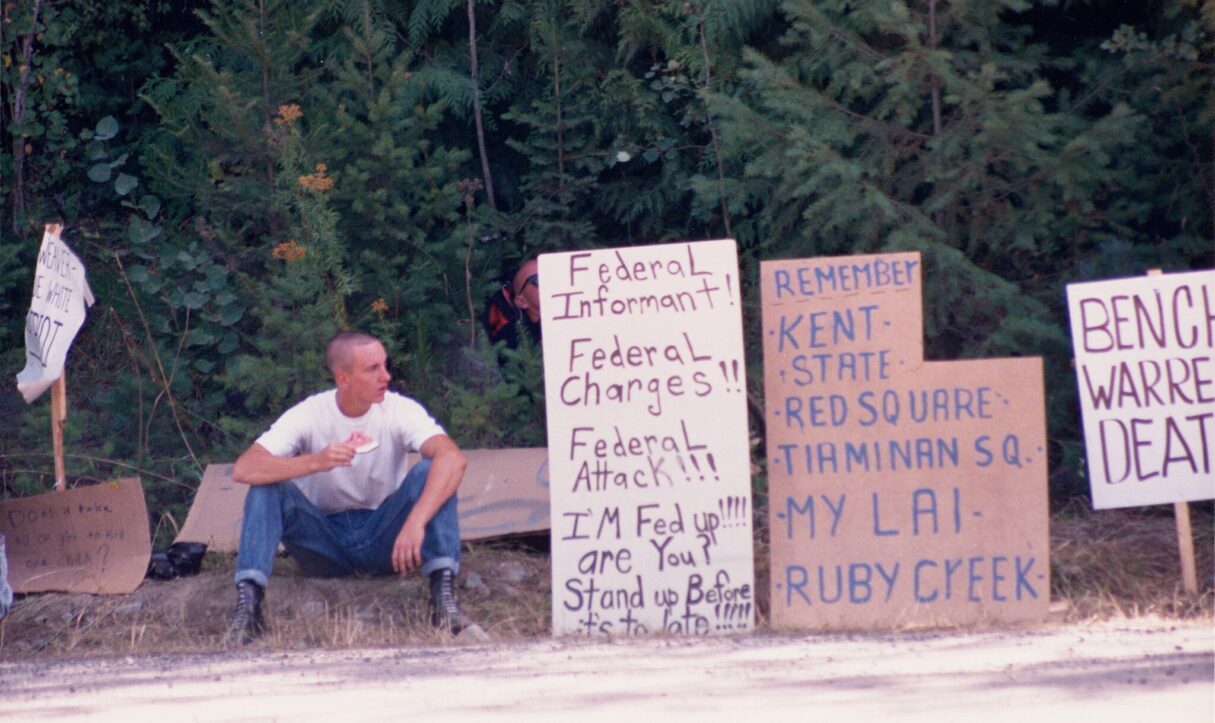 A protester at Ruby Ridge in 1992.