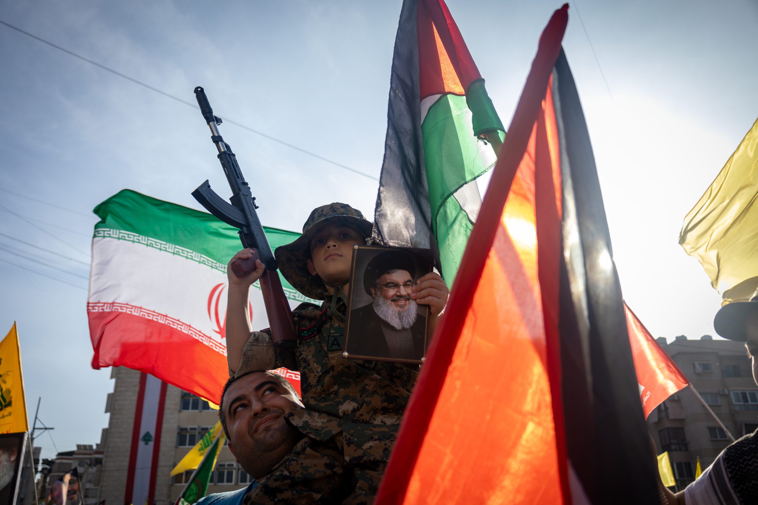 Thousands of Hezbollah supporters rally in Beirut on Nov. 3 as the head of the Iran-backed Shia movement delivers a highly anticipated speech amid clashes along the Lebanese-Israeli border and fighting in Gaza.