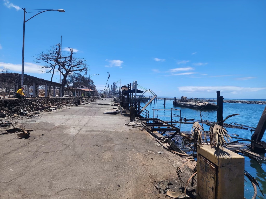 Views of the devastation in downtown Lahaina following the Maui wildfires that erupted on August 8, 2023.