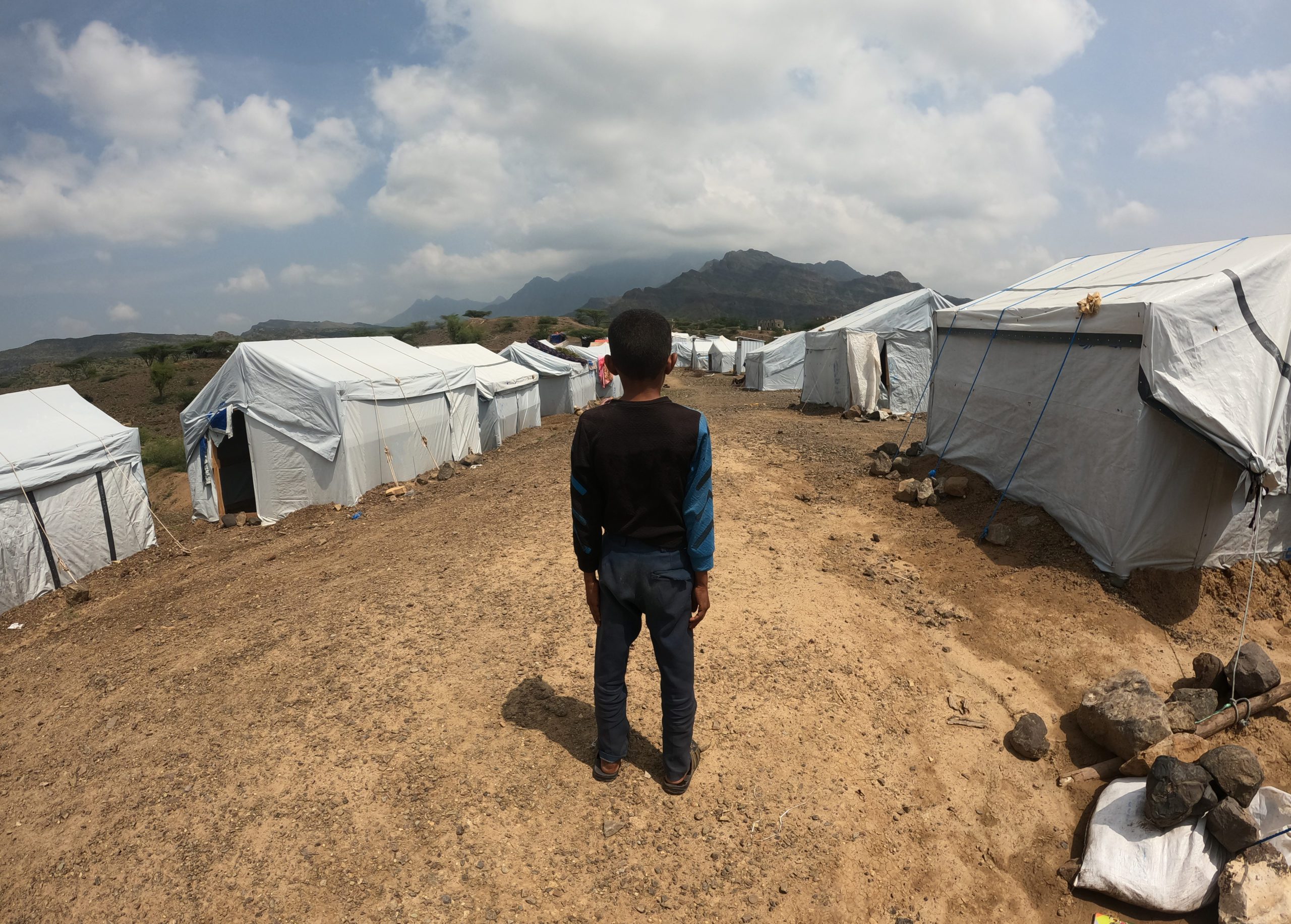 A camp for people displaced from the war in Yemen, Taiz