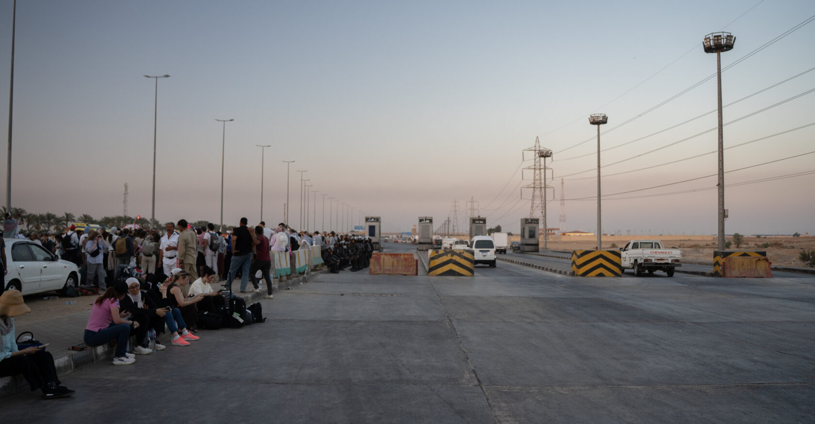 Activists waiting at the last checkpoint before Ismailia (Alexandros Zilos)