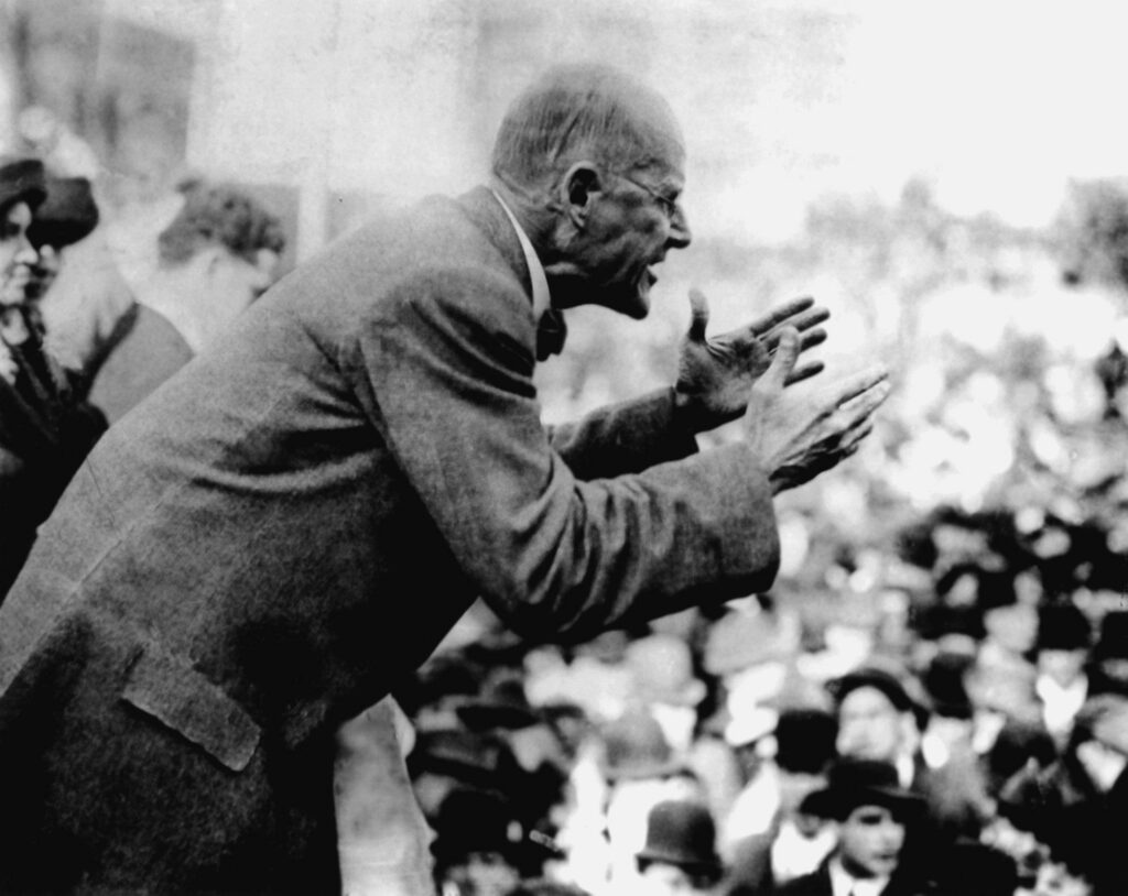 Eugene V. Debs speaking in Canton, Ohio, in 1918 (Unknown/Wikimedia Commons)