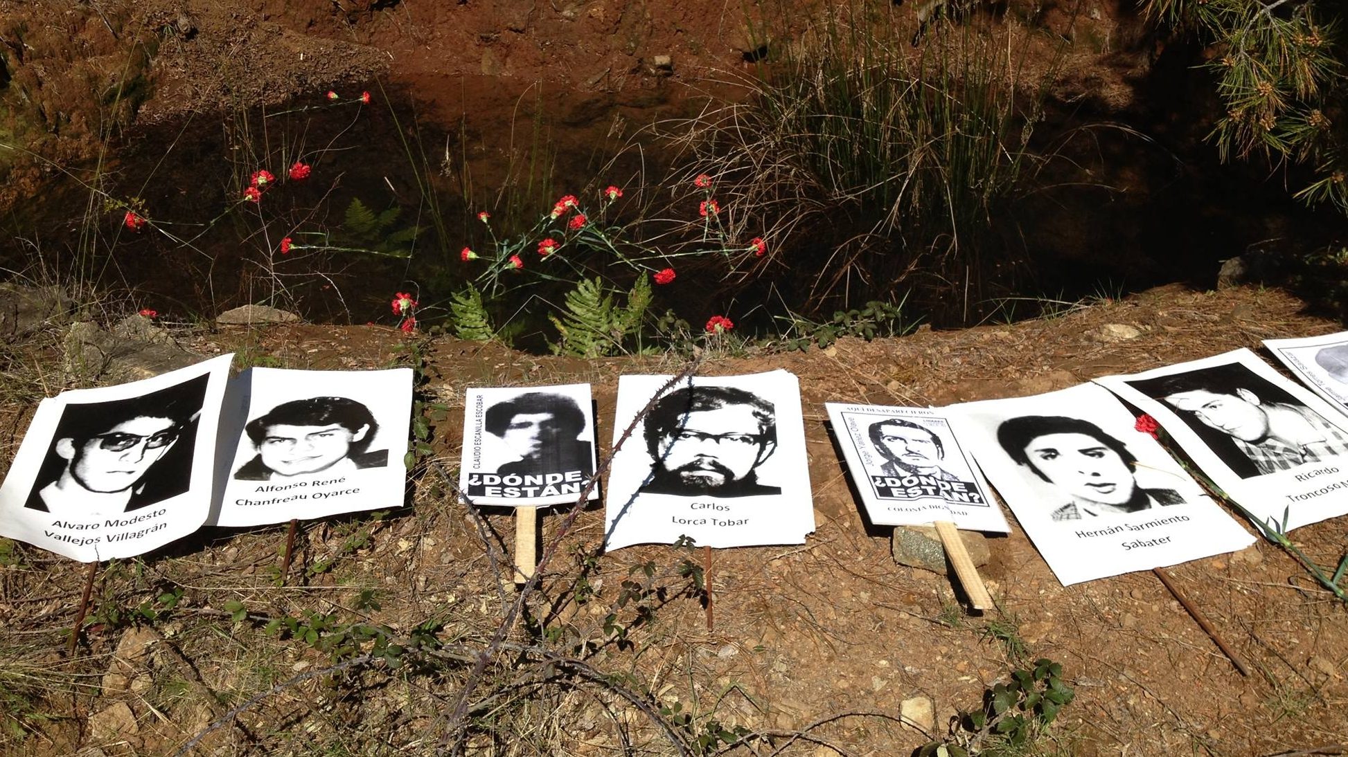 A photograph shows the pit where bodies of missing detainees were discovered at Colonia Dignidad (Zazil-Ha Troncoso/Wikimedia Commons)
