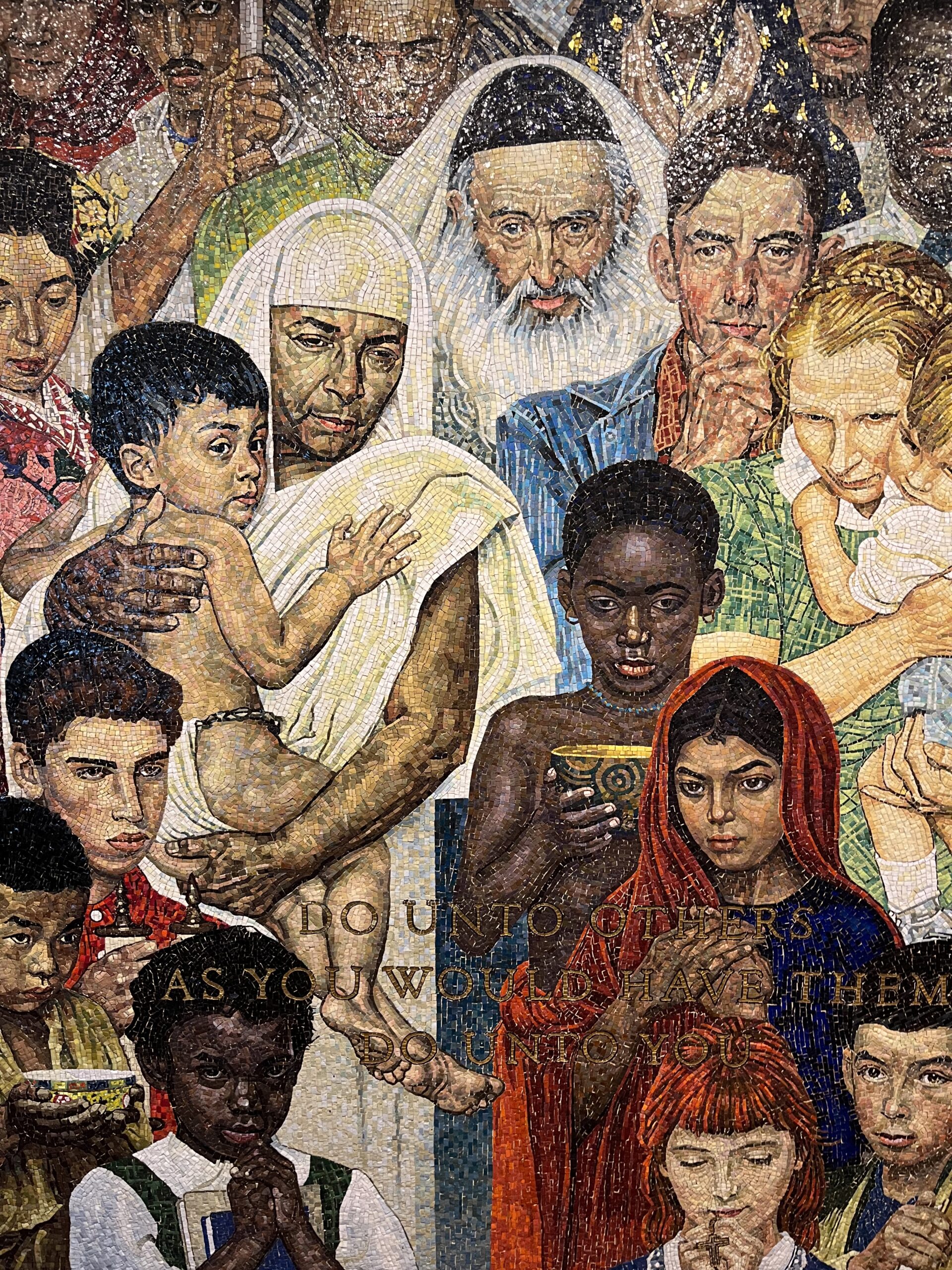Do unto others mosaic detail at UN March 2025 by Jon Letman