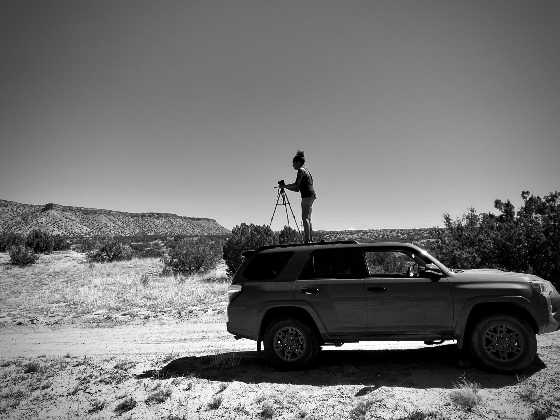 Chantell Murphy films from atop an SUV in New Mexico