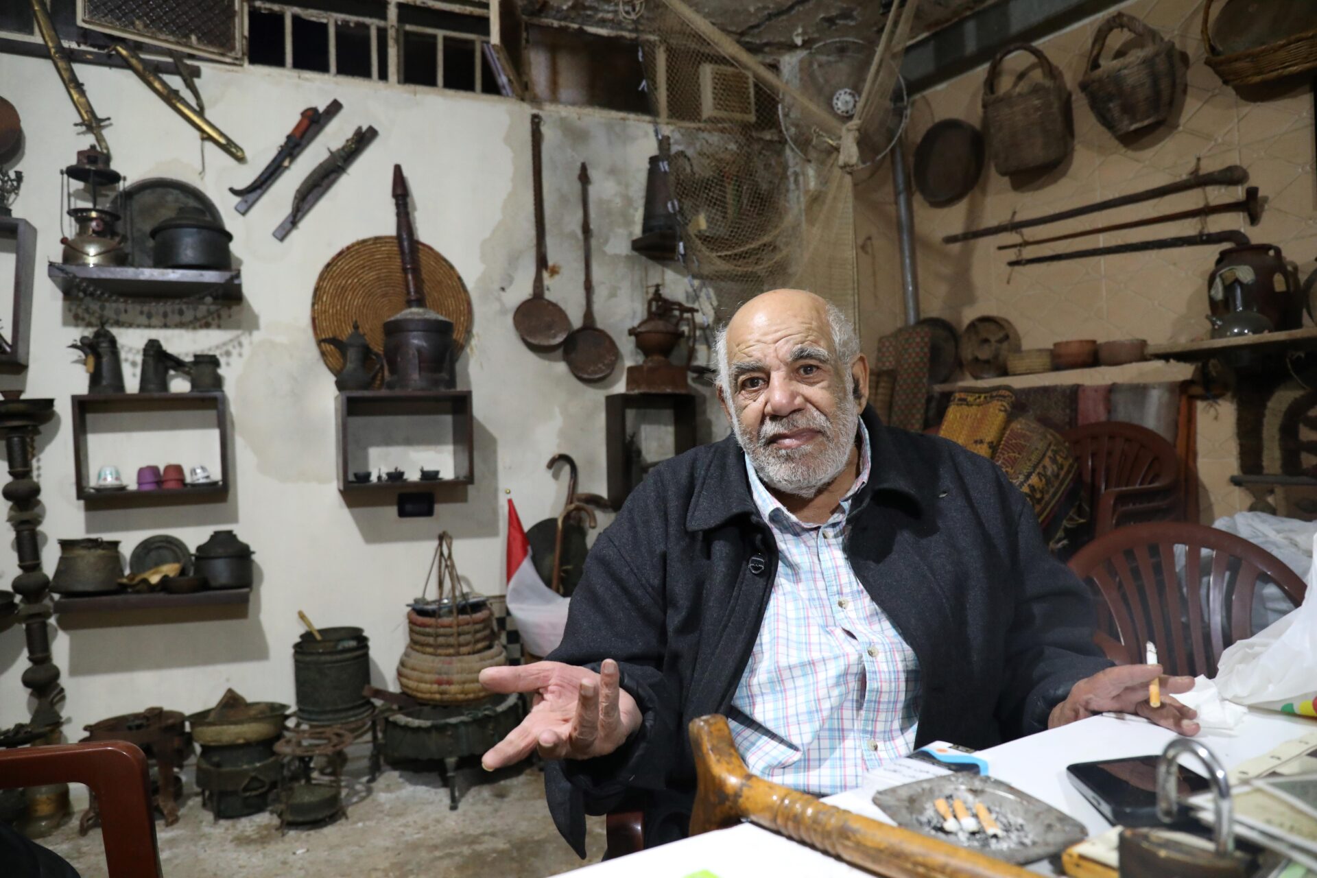 Dr. Mohammed Khatib speaks from the ‘Memories Museum’ in the Shatila Palestinian refugee camp in Beirut. (William Christou)