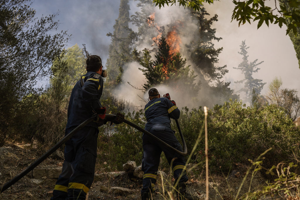 Earlier this summer, firefighters fought a blaze near the town of Stamata (Nick Paleologos)