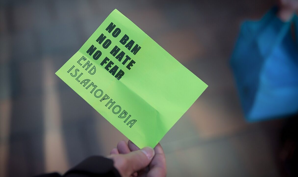 Demonstrators rally against Islamophobia in Washington DC in 2017 (Lorie Shaull/Wikimedia Commons)