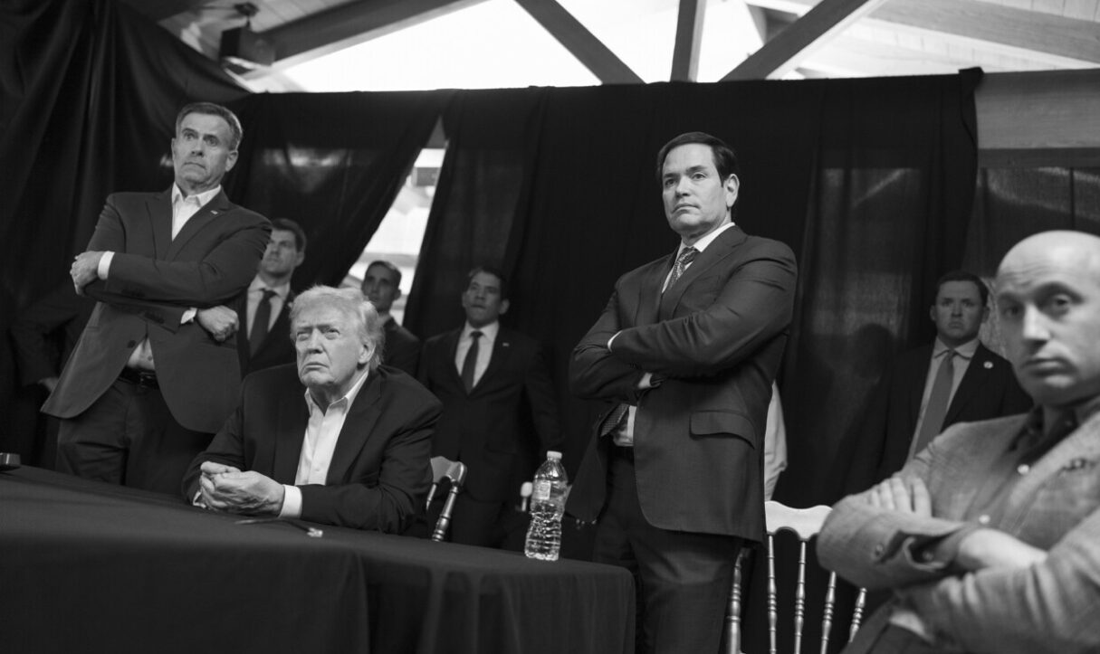 US President Donald Trump, CIA Director John Ratcliffe, Secretary of State Marco Rubio and Stephen Miller monitor US military operations in Venezuela on Jan. 3, 2026 (White House/Wikimedia Commons)