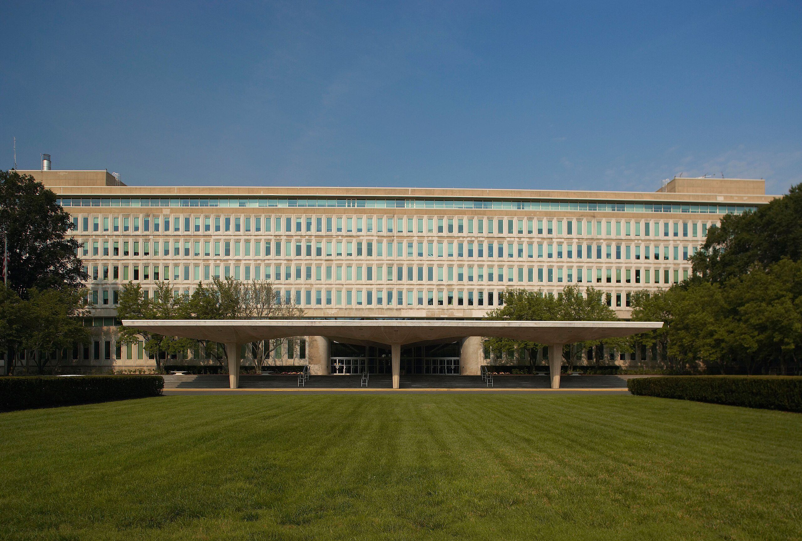 A photograph shows the original headquarters of the Central Intelligence Agency, shot in March 2011 (CIA Flickr/Wikimedia Commons)