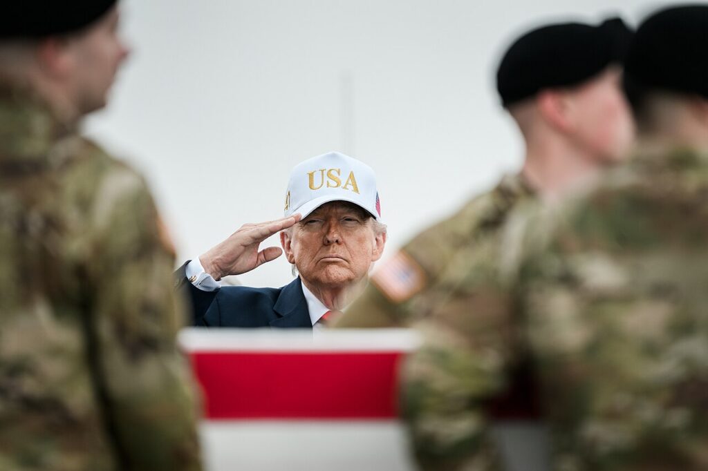 Trump attends the Dignified Transfer of US soldiers killed during the Iran war in March 2026 (Daniel Torok/White House/Wikimedia Commons)