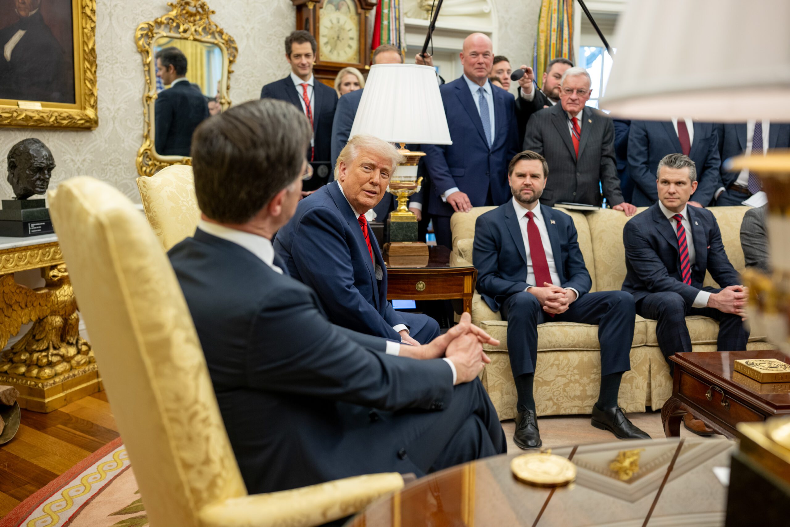 President Donald Trump meets with NATO Secretary Mark Rutte, Thursday, March 13, 2025, in the Oval Office. (Official White House Photo by Daniel Torok)