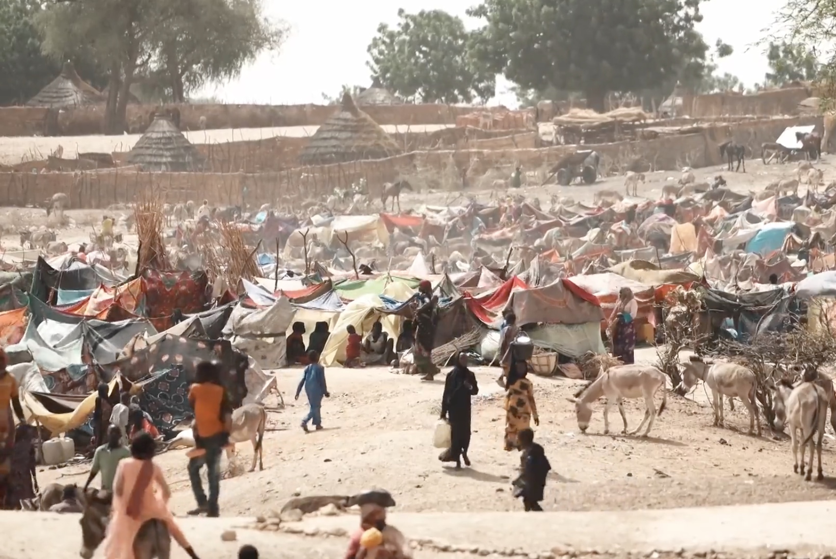 A photograph of a refugee camp for displaced Sudanese in neighboring Chad (Henry Wilkins/VOA via Wikimedia Commons)
