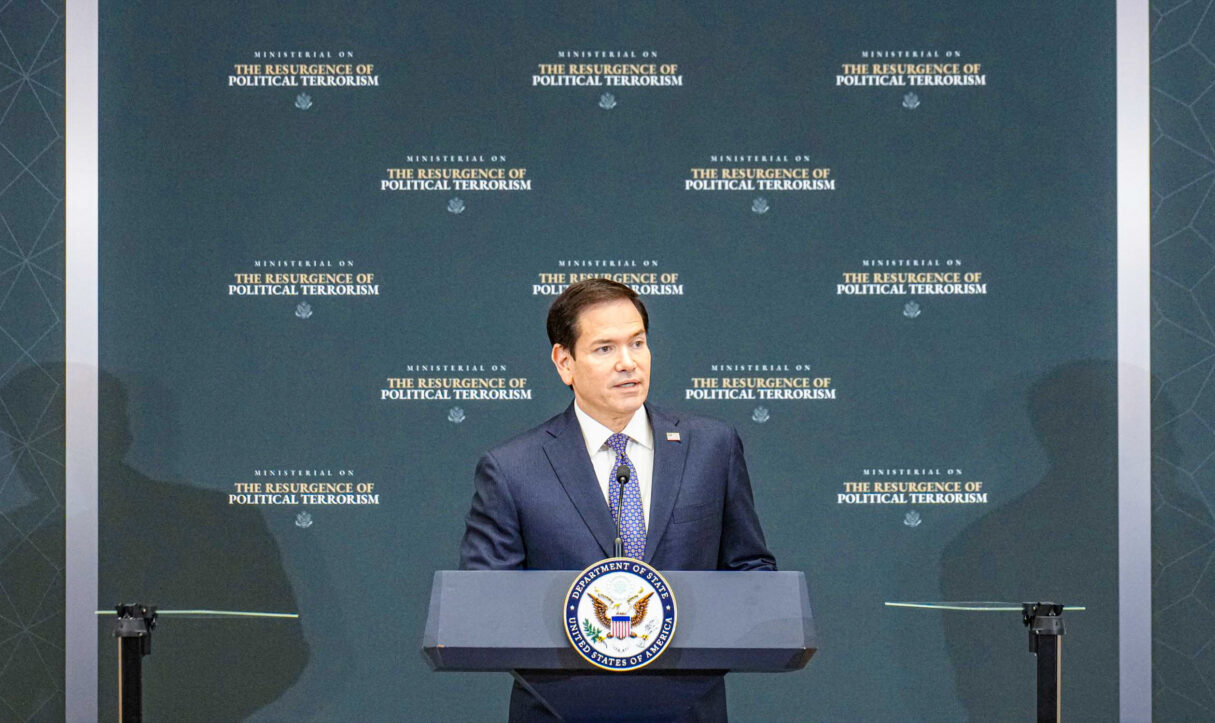 Secretary Marco Rubio delivers opening remarks at the Ministerial on the Resurgence of Political Terrorism at the Department of State in Washington, D.C., July 16, 2026. (Official State Department photo by Freddie Everett)