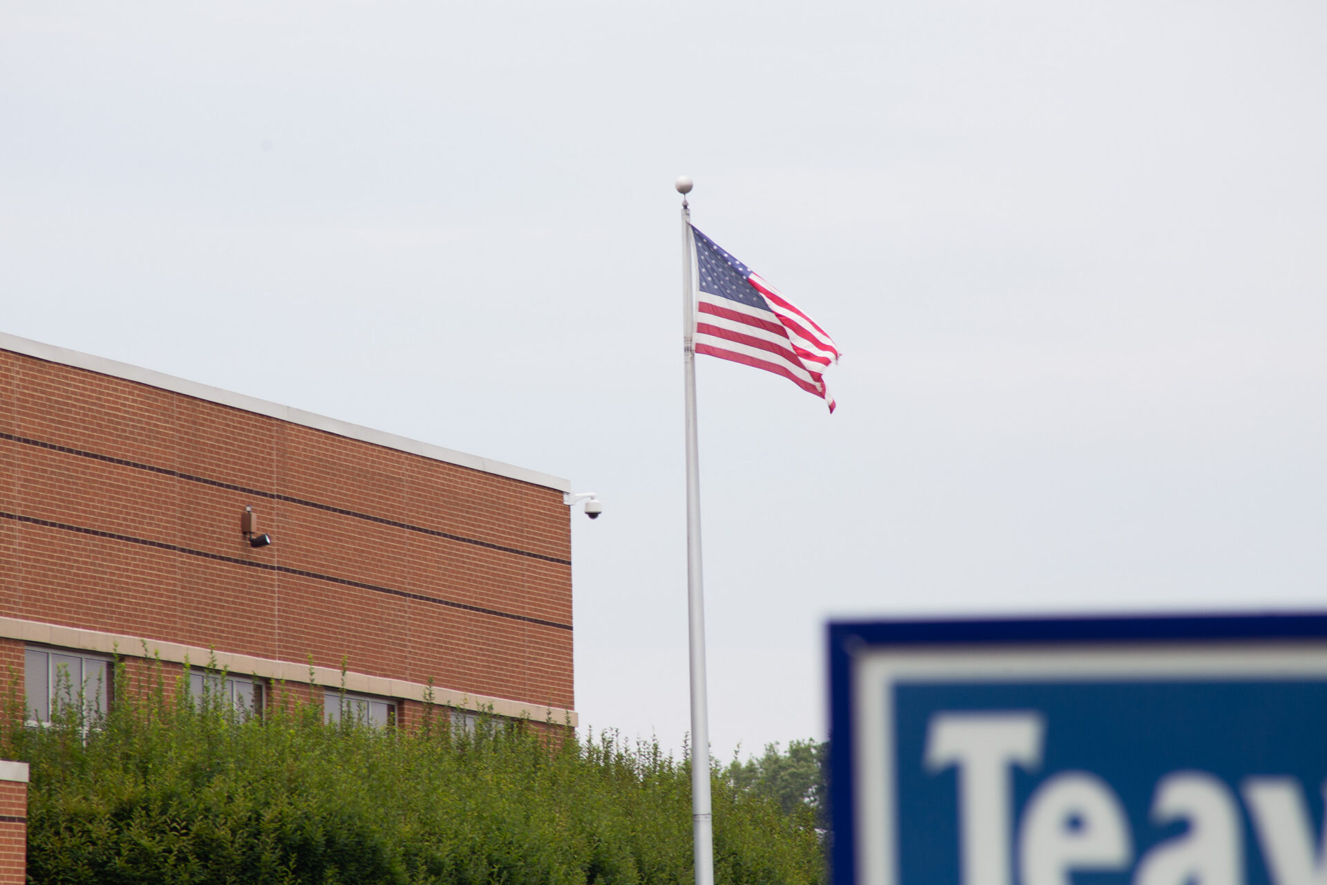 The American flag flies outside Teays Valley High School (Taylor Dorrell)