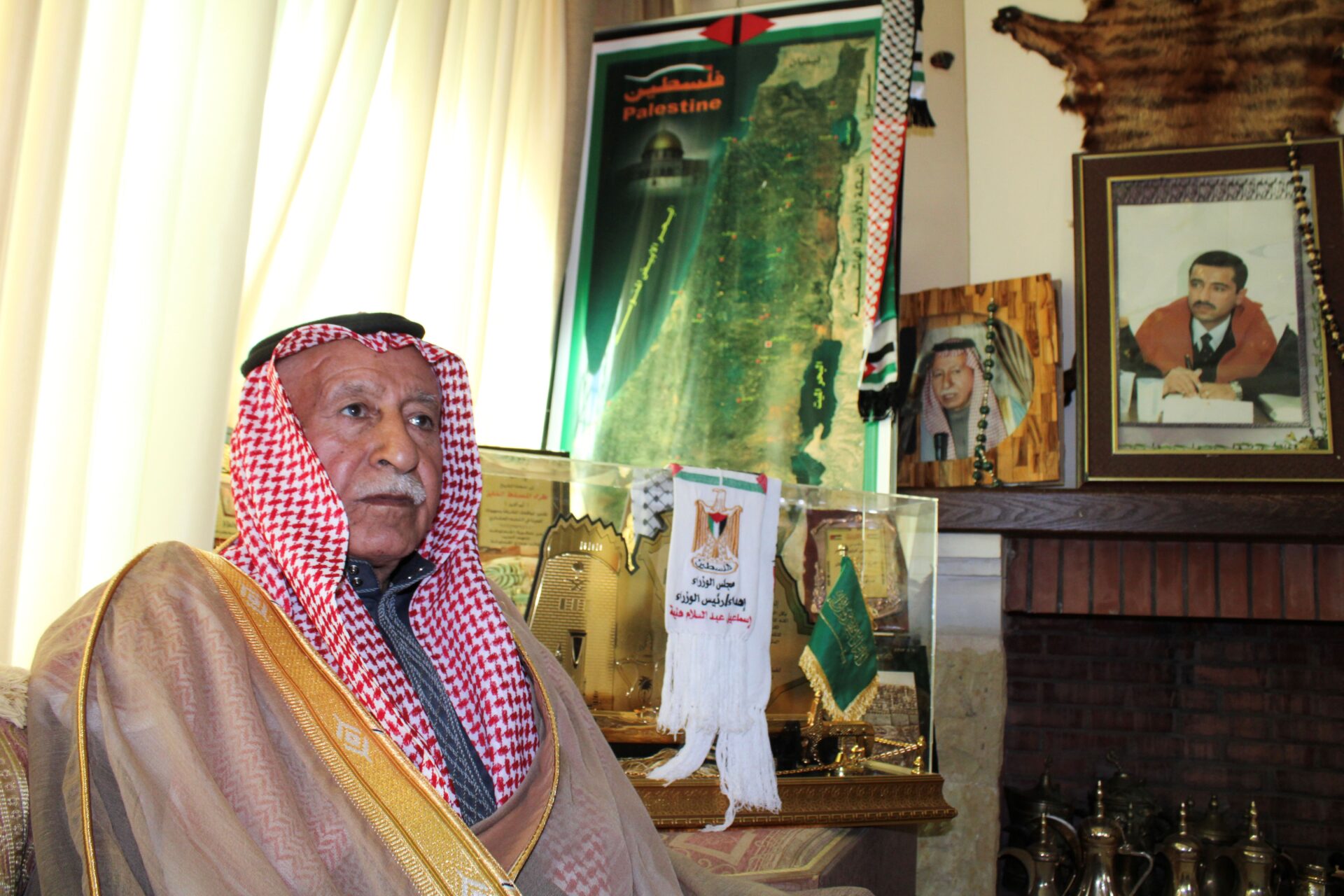 Sheikh Trad Muhammad Muslat al-Fayez at his home in Madaba, Jordan on Nov. 21, 2023. Photo by Hanna Davis