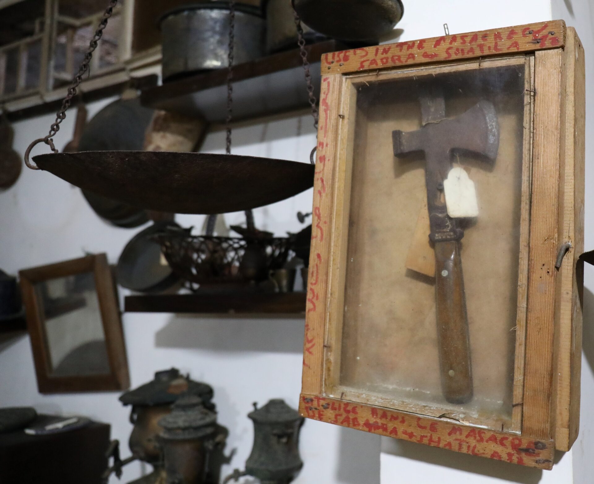 In the Memories Museum, Khatib keeps an ax used during the Sabra and Shatila massacre (William Christou)