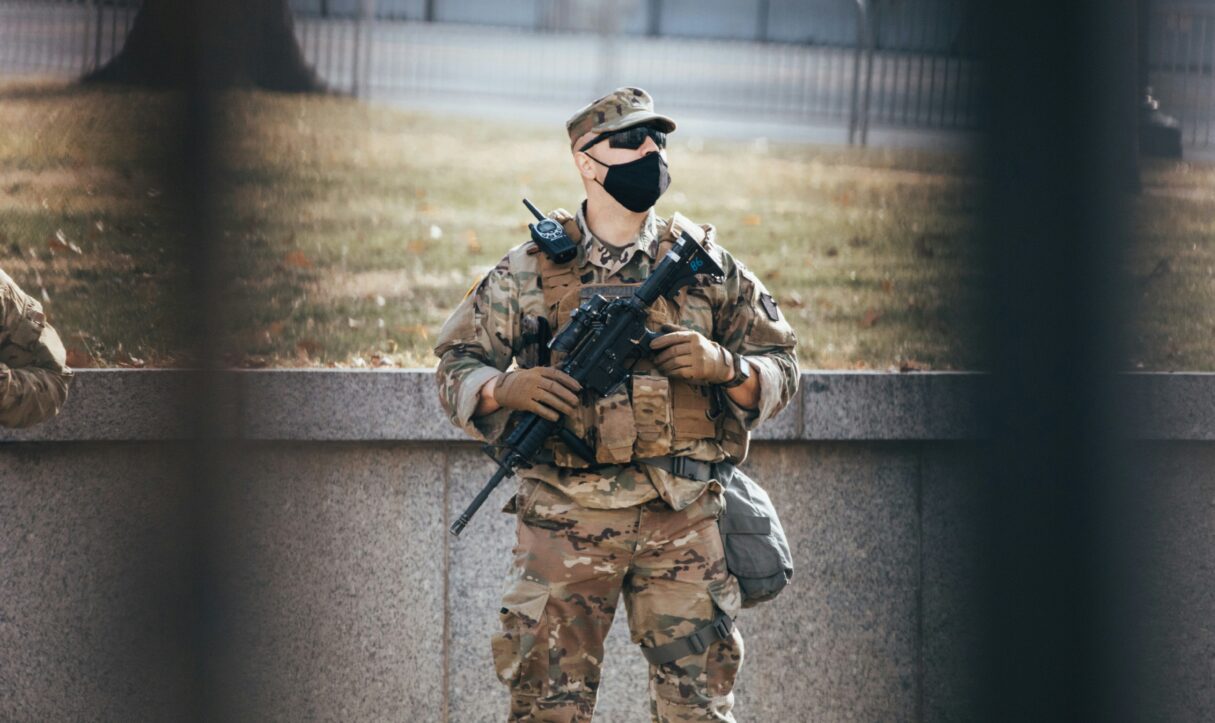 National Guard on duty securing the Capitol building ahead of Joe Biden’s inauguration.