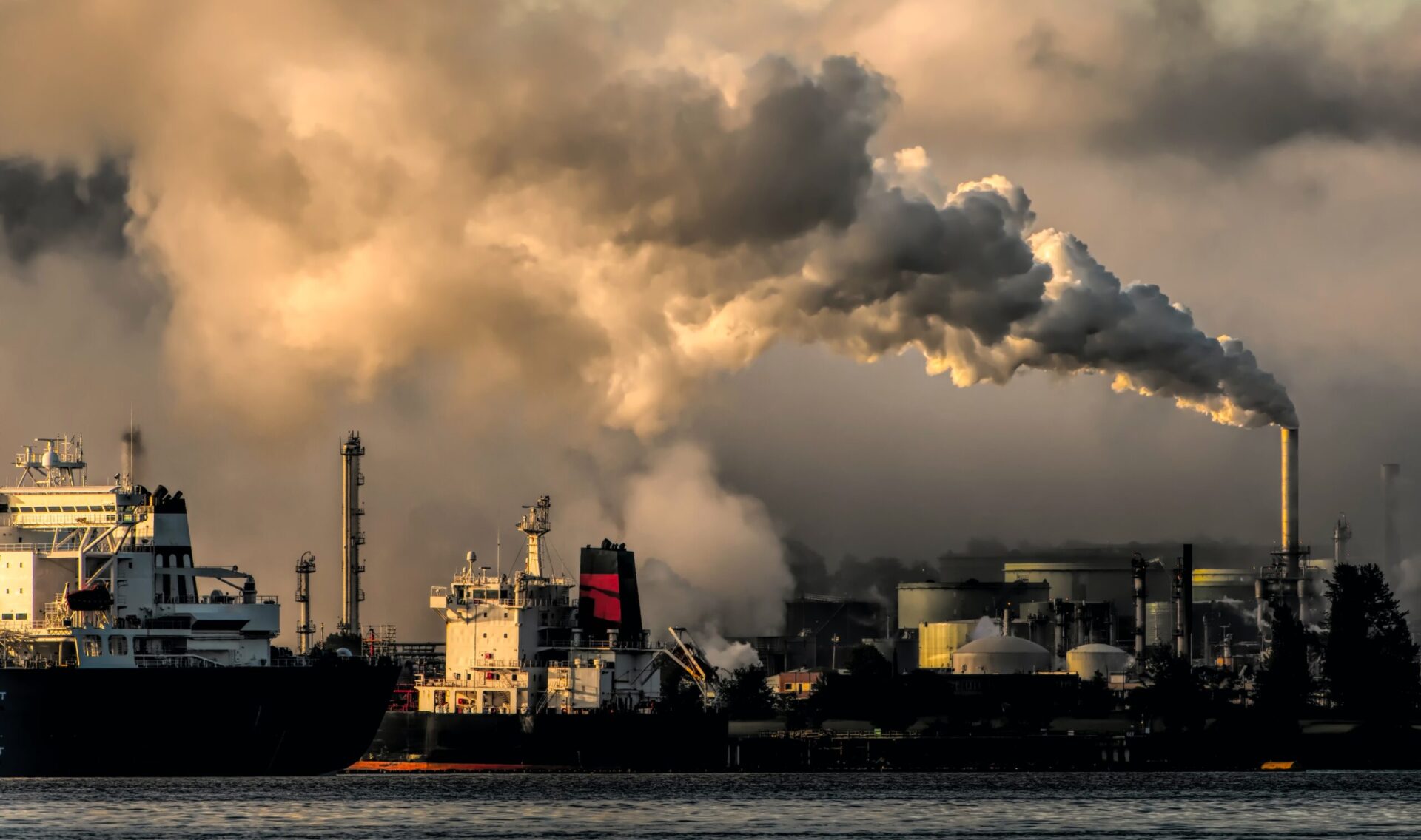 Gloomy image of a refinery and pollution