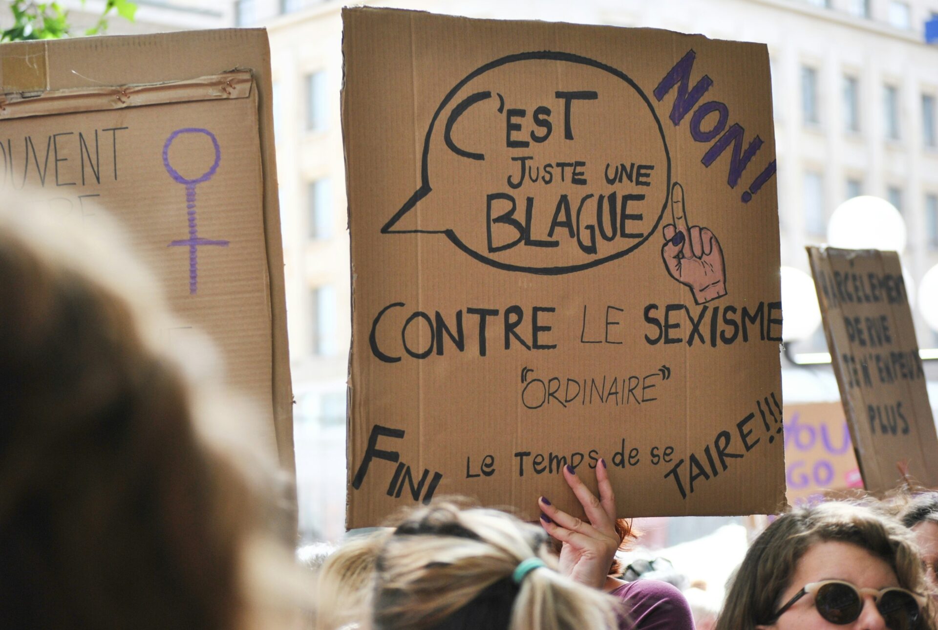 Protesters attend a rally during a women's strike in Lausanne in June 2019 (Delia Giandeini via Unsplash)