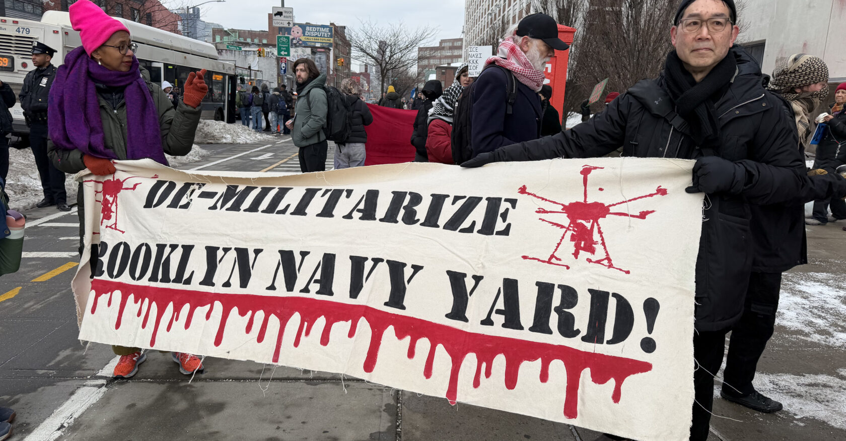 After months of protests, a drone manufacturer lost its lease at the Brooklyn Navy Yard. But can activists permanently demilitarize one of New York’s most storied industrial sites? How to demilitarize a shipyard.
