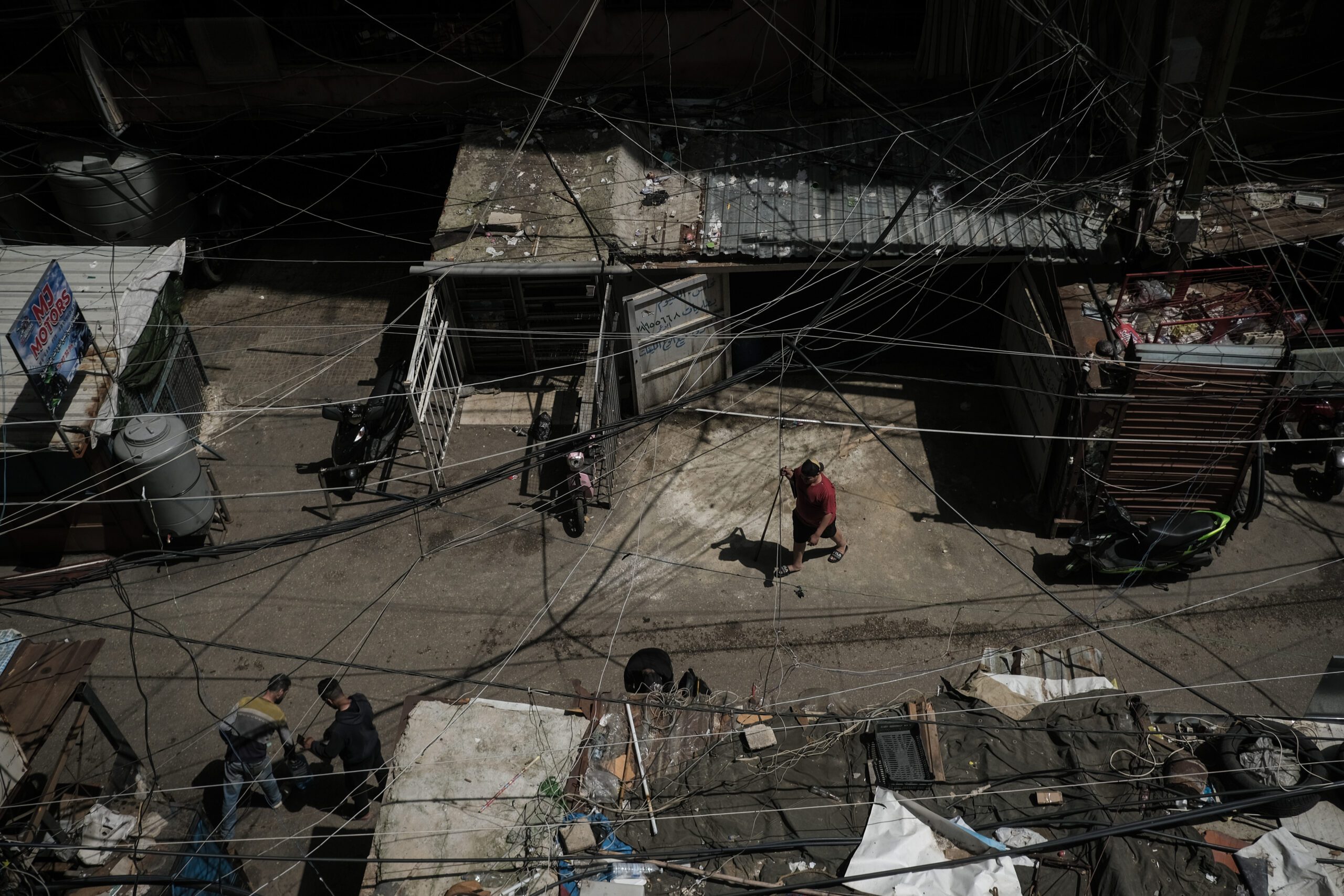 A view of the courtyard inside the Gaza Hospital complex, which is now an informal apartment building full of residents, on April 4, 2024 (João Sousa)