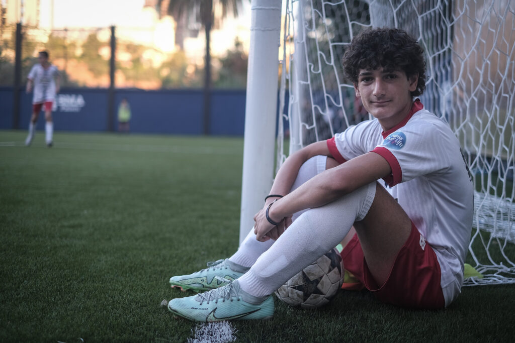 Then-13-year-old Veh Christ Harboyan attends football practice in a suburb south of Beirut on Sept. 15, 2023 (João Sousa)