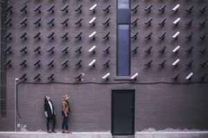 Security Cameras On a brick wall
