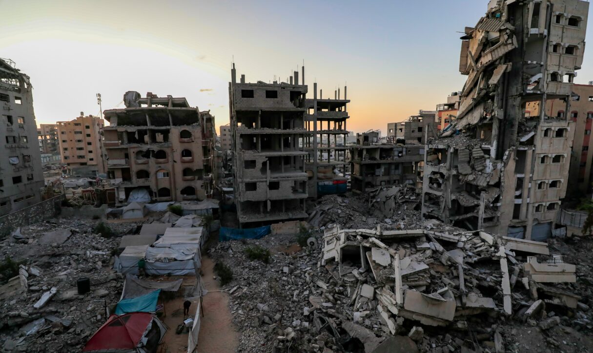 A photo shows destruction in a Gaza City neighborhood in December 2025 (Mohammed Ibrahim/Unsplash)